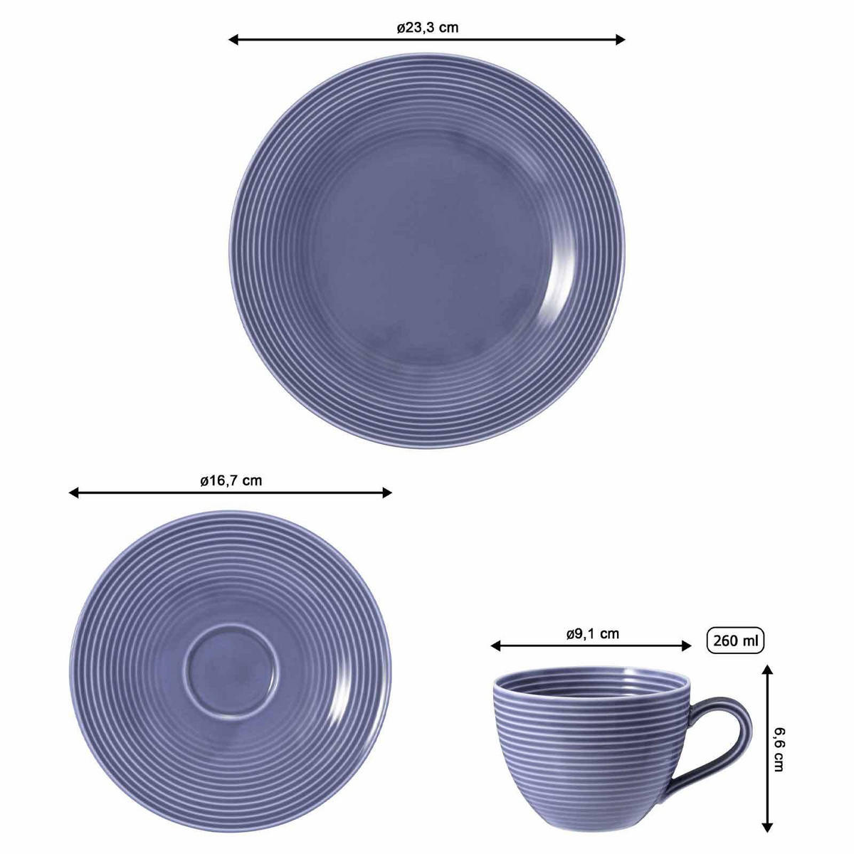 KAFFEESERVICE Beat Color Glaze Fliederblau 18er Set - Violett, Keramik (24/18.1/43cm) - Seltmann Weiden