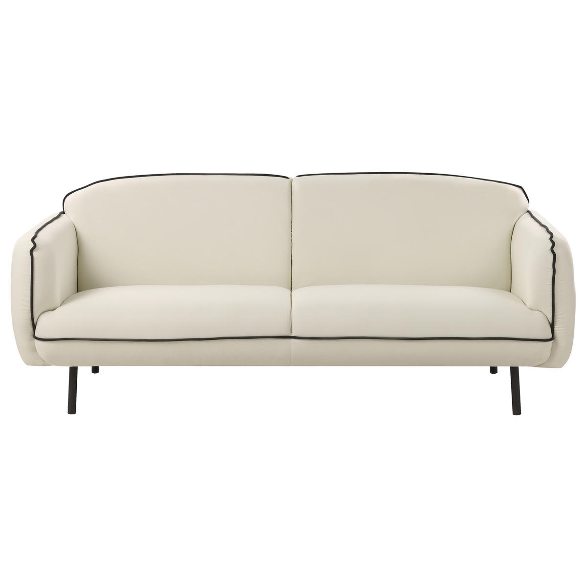 3-SITZER-SOFA Hellbeige/Schwarz mit Ottomane Tonsberg - Beige/Schwarz, Textil (198/78/85cm) - Beliani
