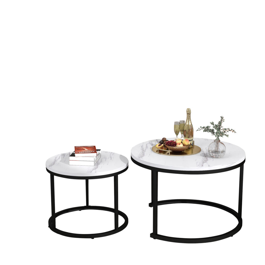 Modfu SADA konferenčních stolků z MDF 71x71x50 cm bílý mramor stohovatelné, stabilní moderní design