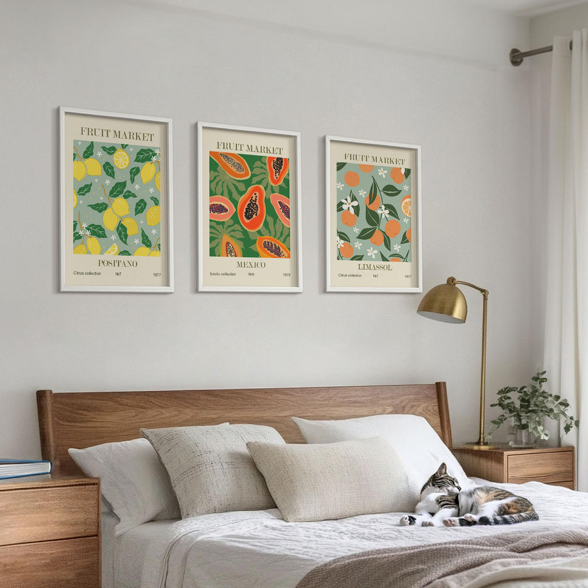 WANDBILDER 3er-Set - 40x60 cm Weißer Rahmen - Fruchtposter Zitronen Papayas - Weiß, Kunststoff (40/60cm) - ArtPrintCave