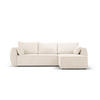 AUSKLAPPBARES-ECKSOFA rechts mit Container Kaelle aus Chenille-Stoff leichtes beige 4 Sitzplätze - Creme, Textil (165/252cm) - Micadoni
