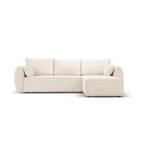 AUSKLAPPBARES-ECKSOFA rechts mit Container Kaelle aus Chenille-Stoff leichtes beige 4 Sitzplätze - Creme, Textil (165/252cm) - Micadoni