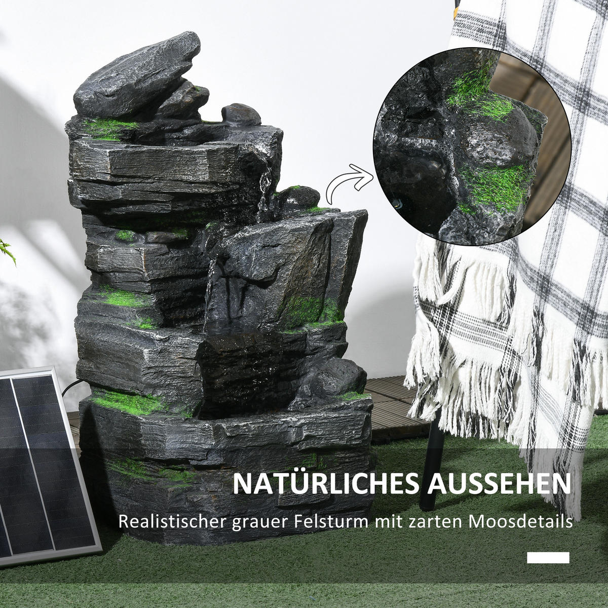 GARTENBRUNNEN, Kunstharz, Dunkelgrau - Dunkelgrau, Kunststoff (34/28/57cm) - Outsunny