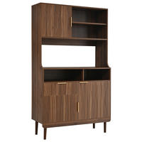 BUFFET DE-38333 100/32/170 cm mit Wellenstruktur-Front Nussbaum - Walnussfarben, Holzwerkstoff (100/170/32cm) - ComfortXL