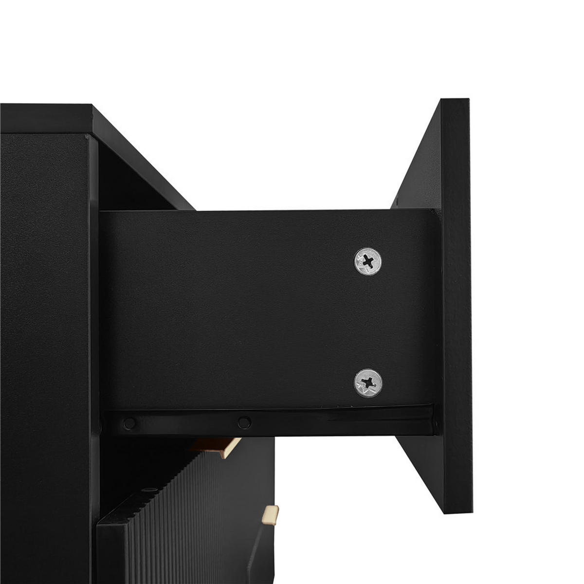 SIDEBOARD Schwarz 120/77/40 cm moderne Kommode Schubladen - Schwarz, Holz (120/77/40cm) - Kaket