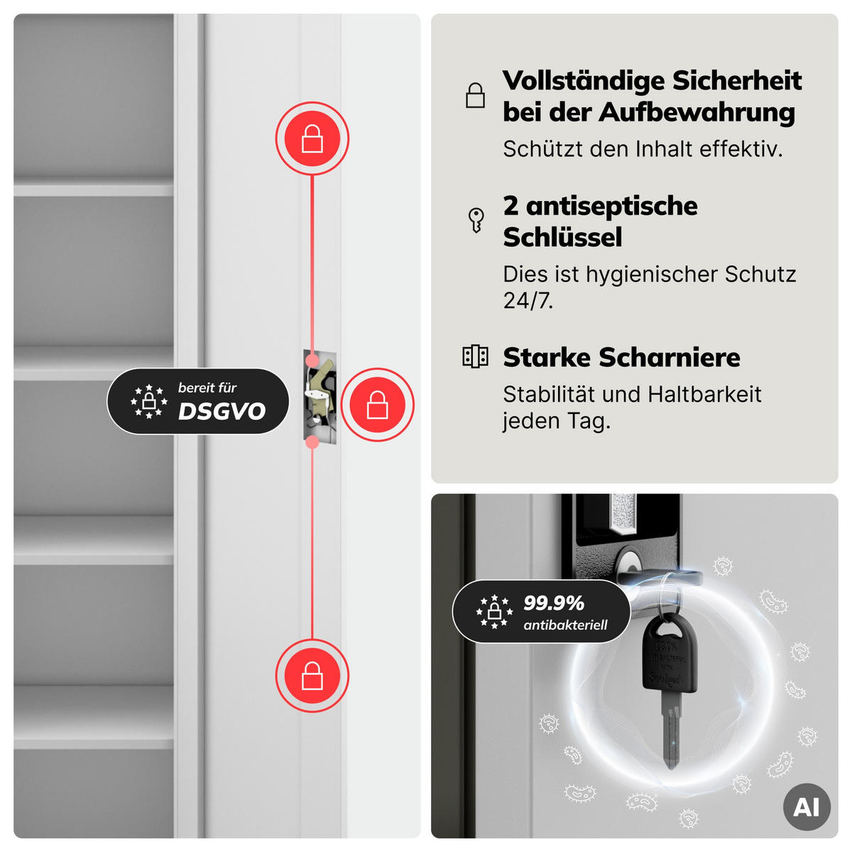 AKTENSCHRANK ALEX D600 - Grau, Metall (45/185/60cm) - Jan Nowak