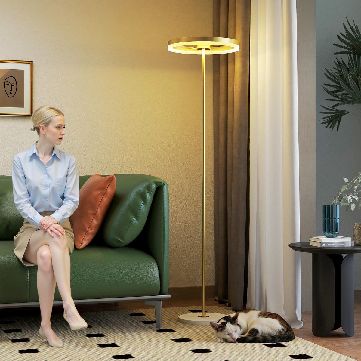 STEHLAMPE LED Wohnzimmer Dimmbar Stehleuchte mit 3 Lichtfarben, Fußschalter - Gelb, Metall (40/40/157.5cm) - HOMCOM