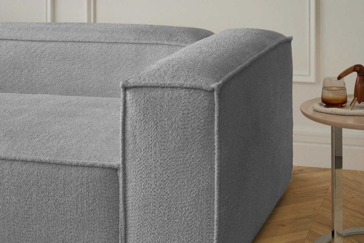 ECKSOFA CARMO Grau Flachgewebe - Schwarz/Grau, Kunststoff/Textil (306/191cm) - KAWOLA