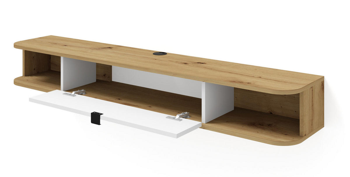 TV LOWBOARD Artisan Eiche, Weiß 156/20/29 - Weiß, Holzwerkstoff (156/20/29cm) - RAUMHIRSCH FURNITURE