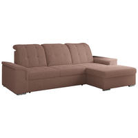 ECKSOFA MADRITO L - Rosa Boucle - Rechts - Silberfarben/Rosa, Textil/Metall (256/160cm)