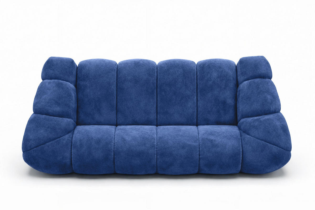 SOFA 3-Sitzer modular, Veloursstoff Bluvel, Tintenblau, CROISSANT - Blau, Holz (240/72/115cm) - Kaiser Möbel