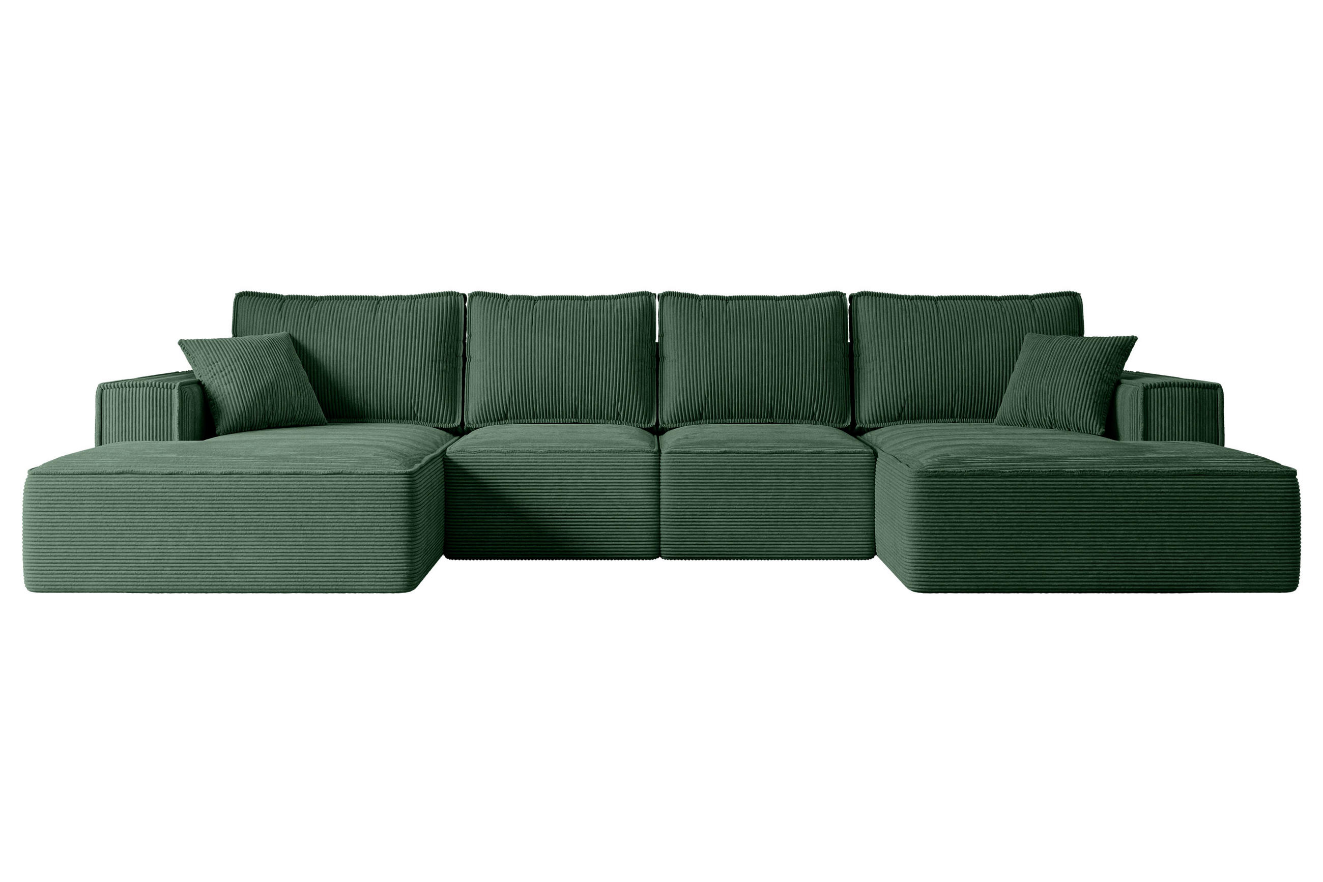 ALTDECOR SEDACÍ SOUPRAVA s funkcí lůžka a úložným prostorem SIERRA-U-S – 349 x 161 x 87 cm, zelený manšestr