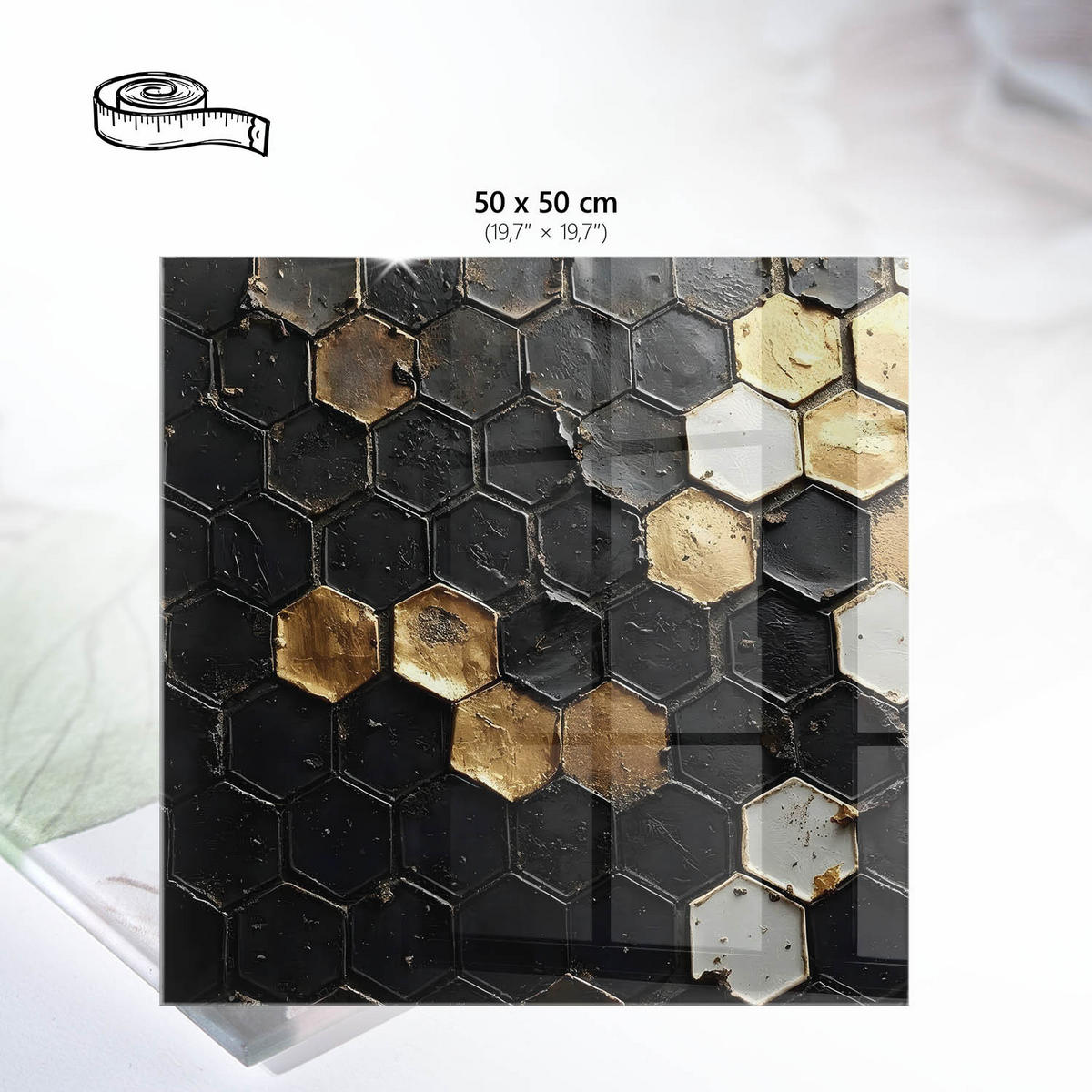 TISCHPLATTE 50x50 cm – Geometrisches Mosaik - Grün, Glas (0.4/50/50cm) - Wallfluent