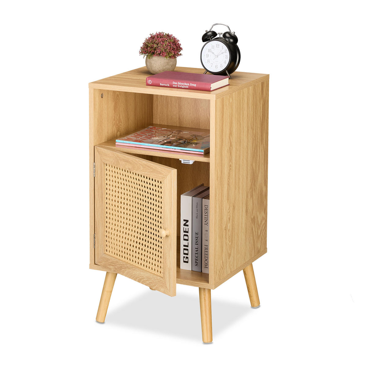 NACHTTISCH - Hellbraun, Holz/Holzwerkstoff (40/72/39cm) - Relaxdays