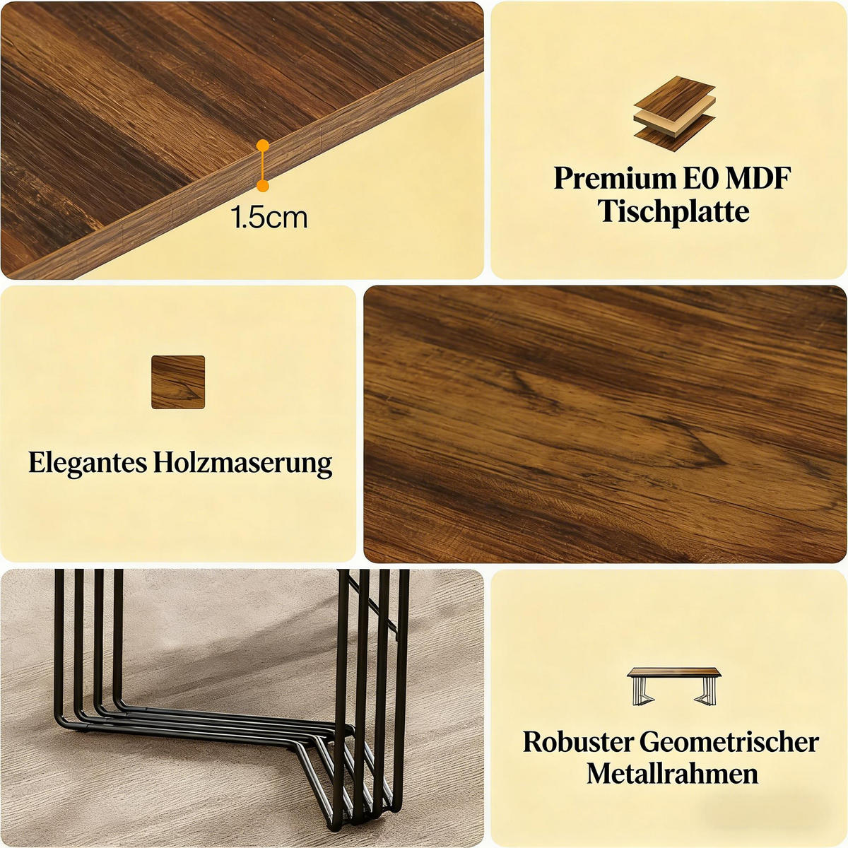 SCHREIBTISCH Schwarz und Rustikales Braun 200/100/75 cm Metallrahmen - Schwarz, Holzwerkstoff (100/200/75cm) - PANGIVO