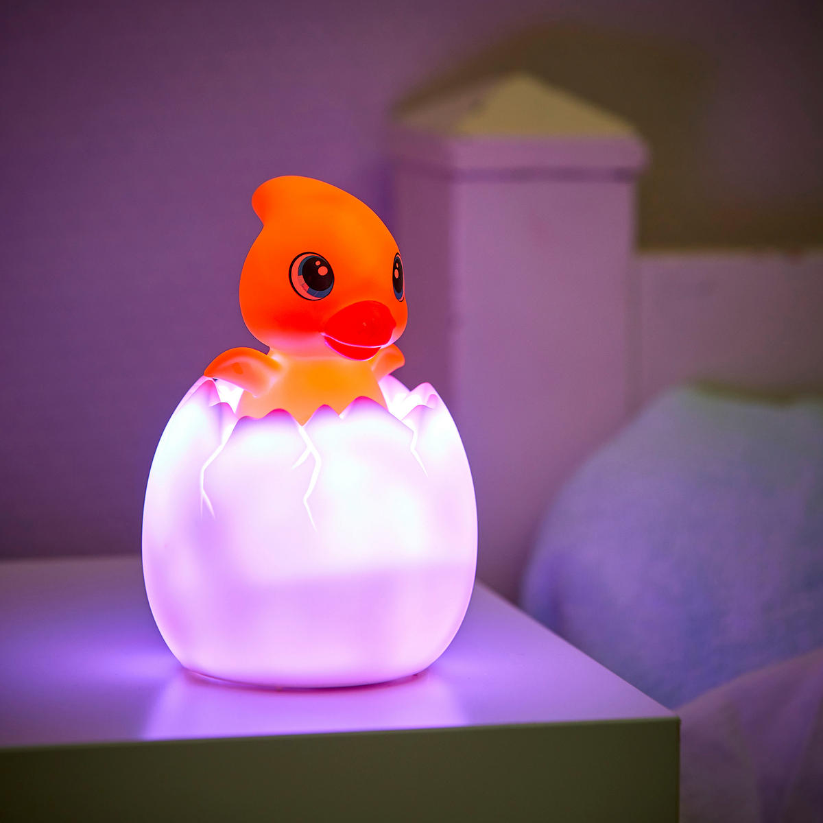 LED-AKKU-NACHTLICHT - mit Schlummermelodien, Fernbedienung und Farbwechsel für Kinder - Gelb, Kunststoff (8.5/8.5/13cm) - Northpoint