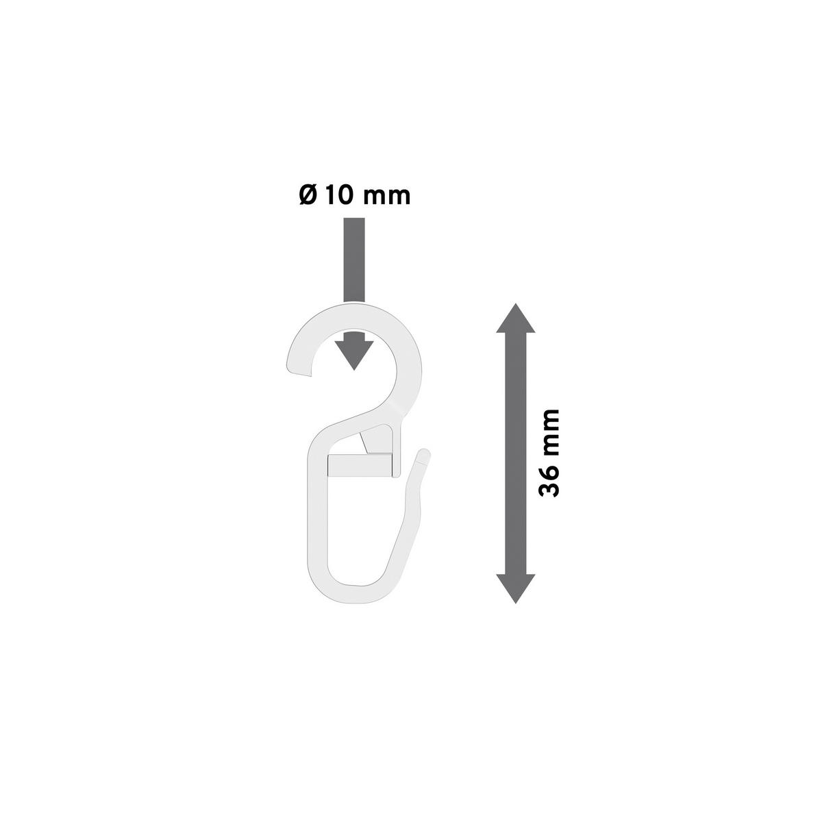 FALTENHAKEN/ÜBERKLIPSHAKEN MIT FALTENLEGEHAKEN Öse 10 mm, Glasklar, Packung 10 Stück - Transparent, Kunststoff (1.6/3.6/1cm) - INTERDECO