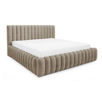 DOPPELBETT Bouclé 160x200 Livia mit Mettalllattenrost, Bettkasten, Beige - Beige, Holz/Textil (160/200cm) - Emporius