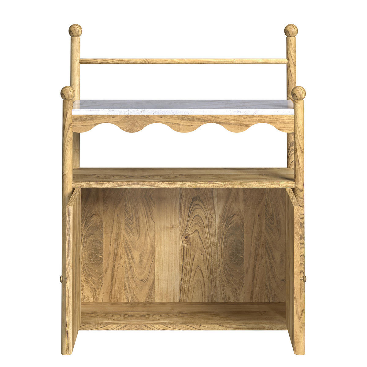 MASSIVER UNTERSCHRANK - Akazie massiv / Marmor - Grau, Holz/Holzwerkstoff (83/107/38cm) - home24
