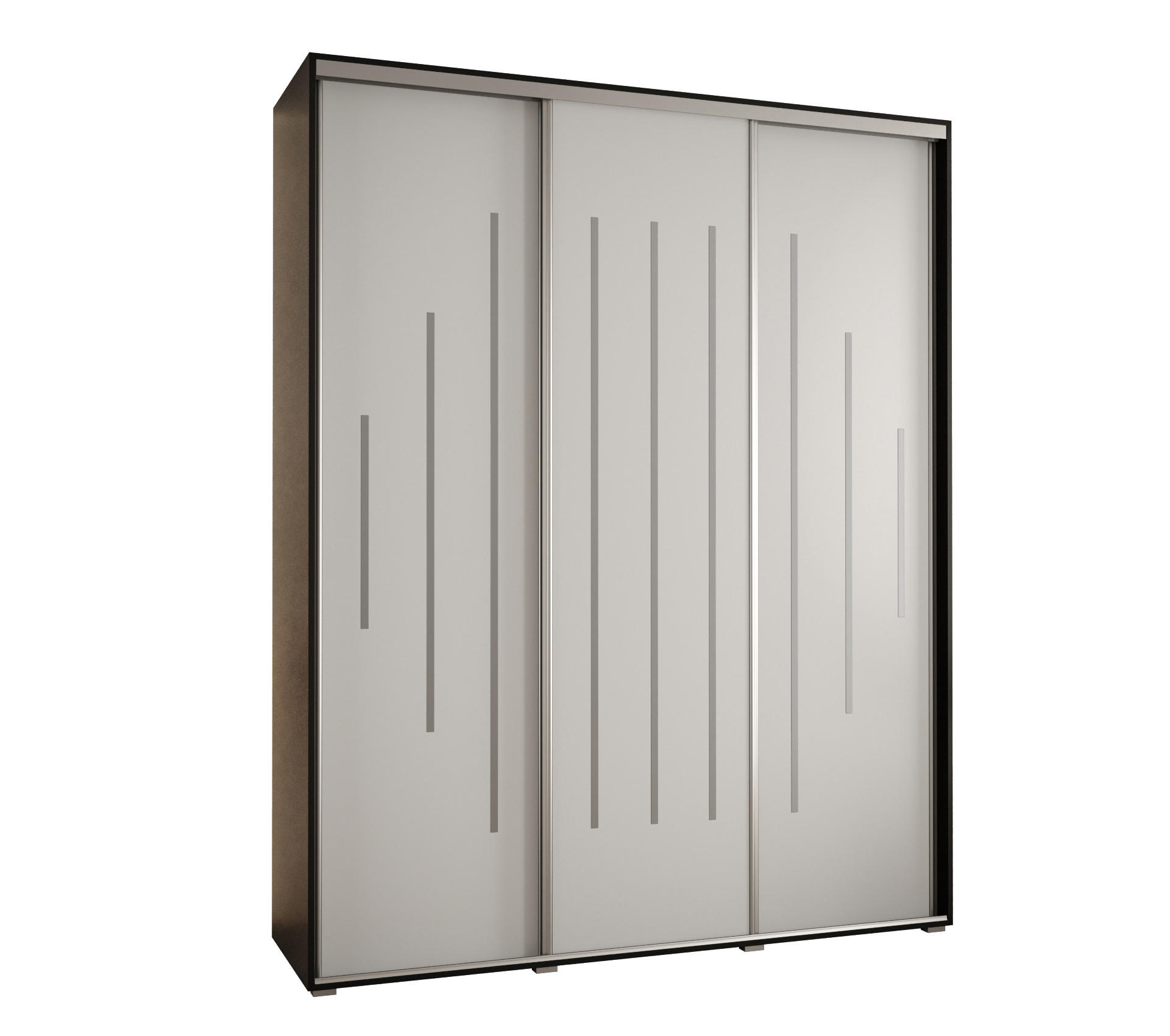Abiks Möbel Schwebetürenschrank Schwarz, Weiß, Silber 190x235x60 cm