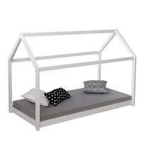 HAUSBETT mit Matratze 90/200 cm Weiß - Weiß, Holz (206/141/96cm) - Homestyle4u
