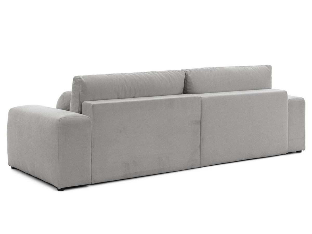 ECKSOFA Puffy mit Schlaffunktion und Bettkasten - besonders weich und puffig aus Grau Webstoff - Ottomane rechts - Schwarz/Grau, Holz/Kunststoff (266/138cm) - S-Style Möbel