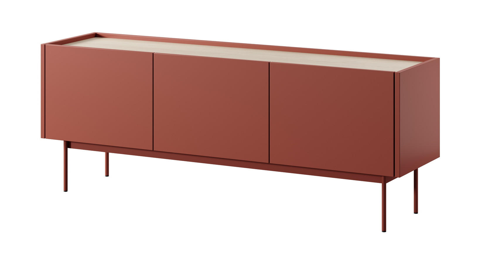 TV-BOARD 3 Türen Laris - 144 cm, Rot - Rot, Holz (144/55/37cm) - Emporius