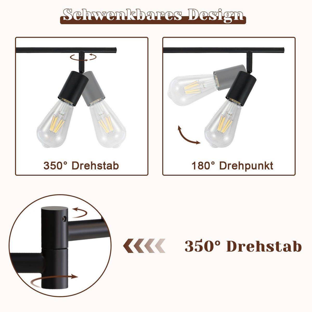 DECKENSTRAHLER Strange 94.5/9/16cm - Schwarz, Metall (9/94.5/16cm) - ZMH