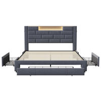 POLSTERBETT 140x200 cm mit 3 Schubladen, Stauraum, Samt, Grau - Grau, Holz (140/200cm)