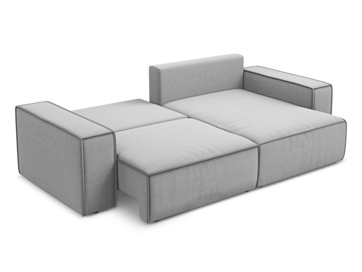 ECKSOFA mit Schlaffunktion Samt Stoff Grau - Dunkelgrau/Schwarz, Holz/Textil (162/236cm) - Makamii