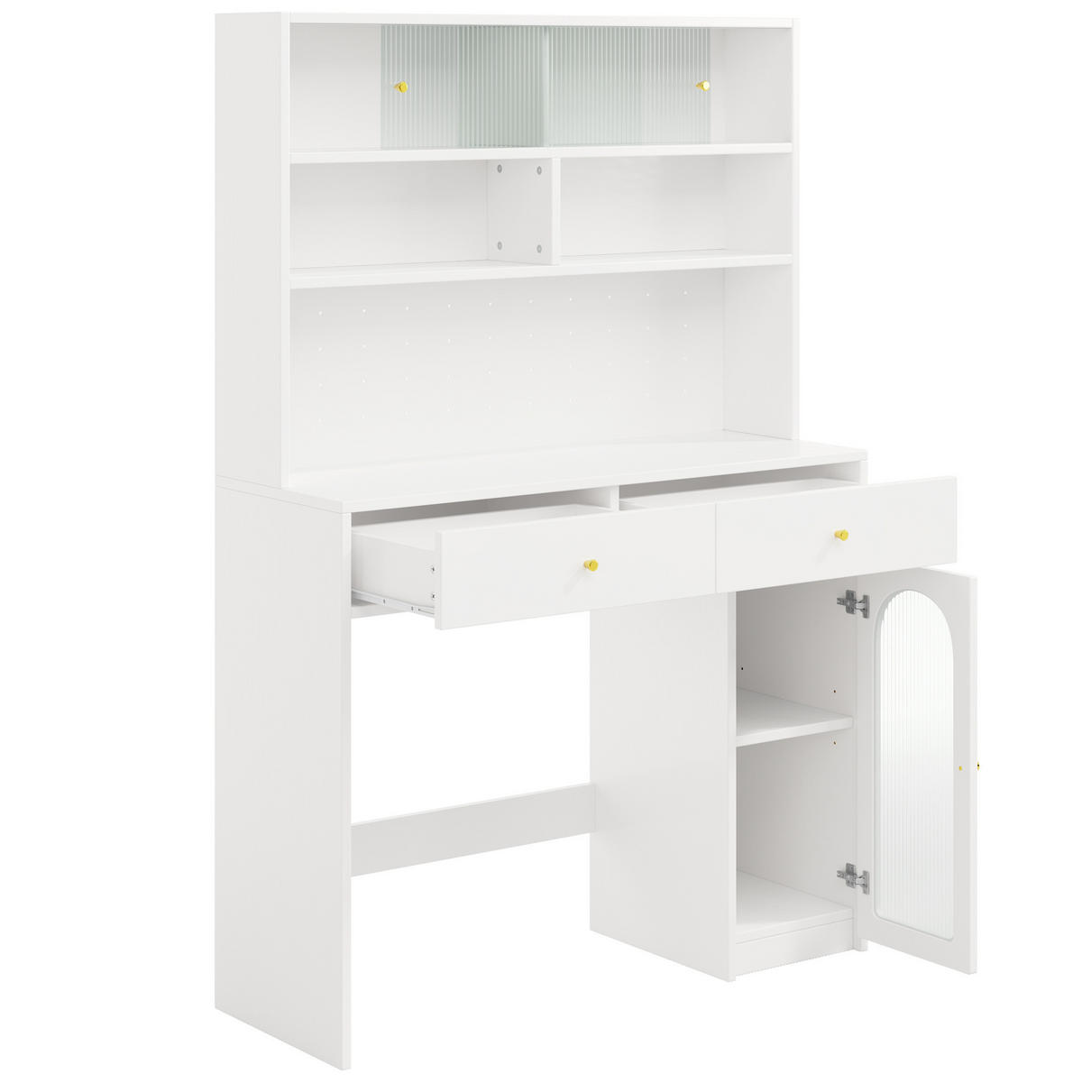 BUFFET 120/45/180 cm in Weiß mit Klapptisch und Stauraum - Weiß, Holzwerkstoff (120/180/45cm) - Flora Grace