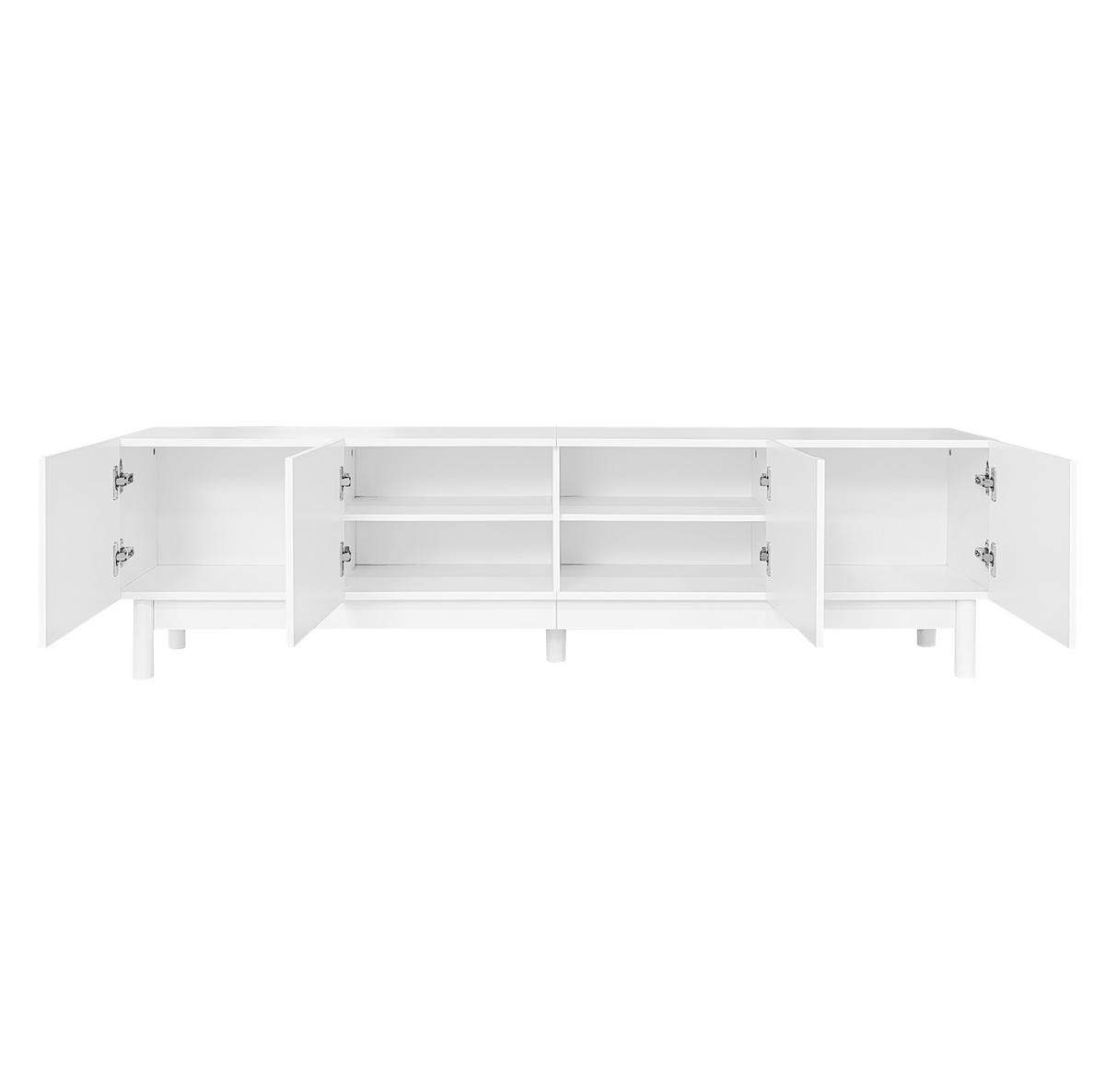 TV-LOWBOARD aus MDF und Holzwerkstoff 169x34x45,5 cm Weiß mit 4 Türen und Einlegeböden - Weiß, Holzwerkstoff (169/45.5/35cm) - Modfu