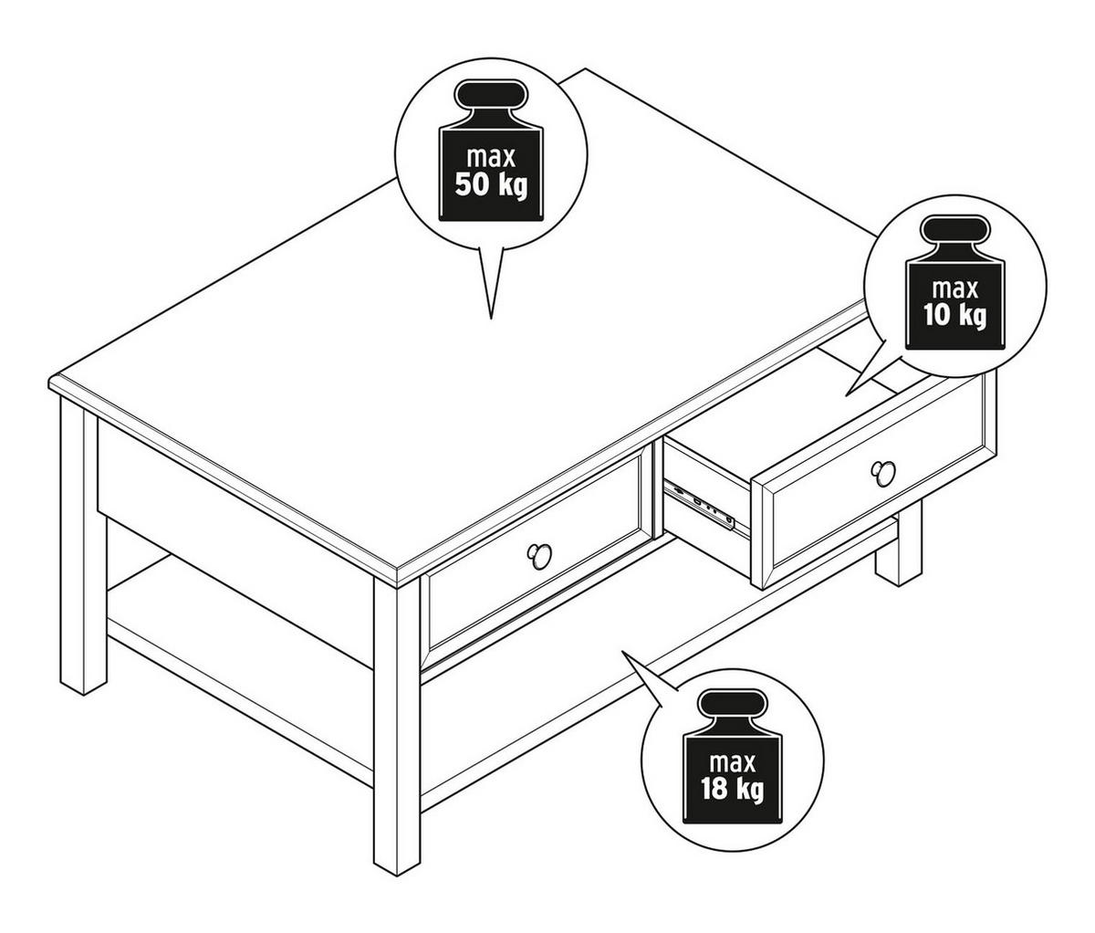 COUCHTISCH rechteckig weiß 102/68/45 cm - Weiß, Holz (68/102/45cm) - moebel dich auf