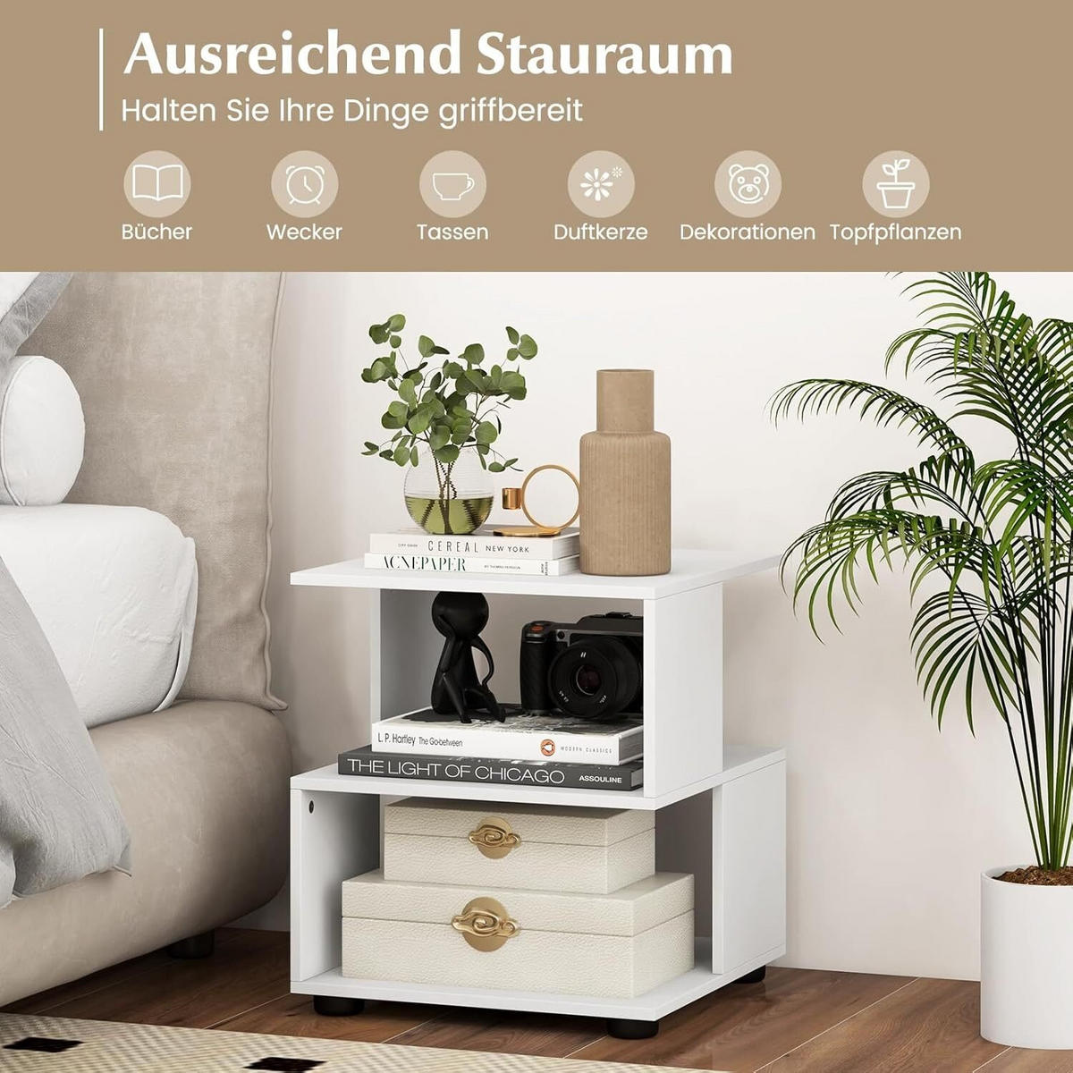 BEISTELLTISCH 45cm Weiß - Weiß, Holz (40/40/45cm) - COSTWAY