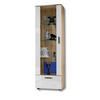 VITRINE ALESSANDRIA, Weiss - Eiche Wotan/Schwarz, Glas/Holzwerkstoff (60/192/42cm) - Komodee