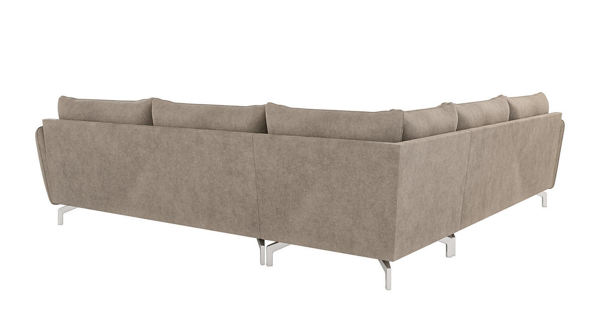 ECKSOFA Elou Dunkelbeige Microfaser - Chromfarben/Beige, Holz/Textil (276/276cm) - S-Style Möbel