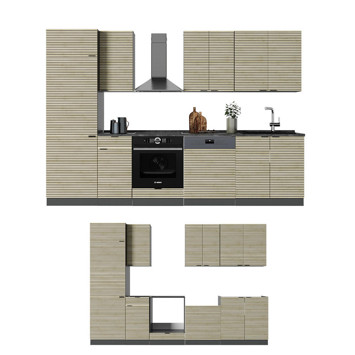 KUCHYŇSKÝ KOUT Fame-Line Dubový panel/antracit - antracitová/barva dubu, kompozitní dřevo (300/81.6/60cm) - Vicco