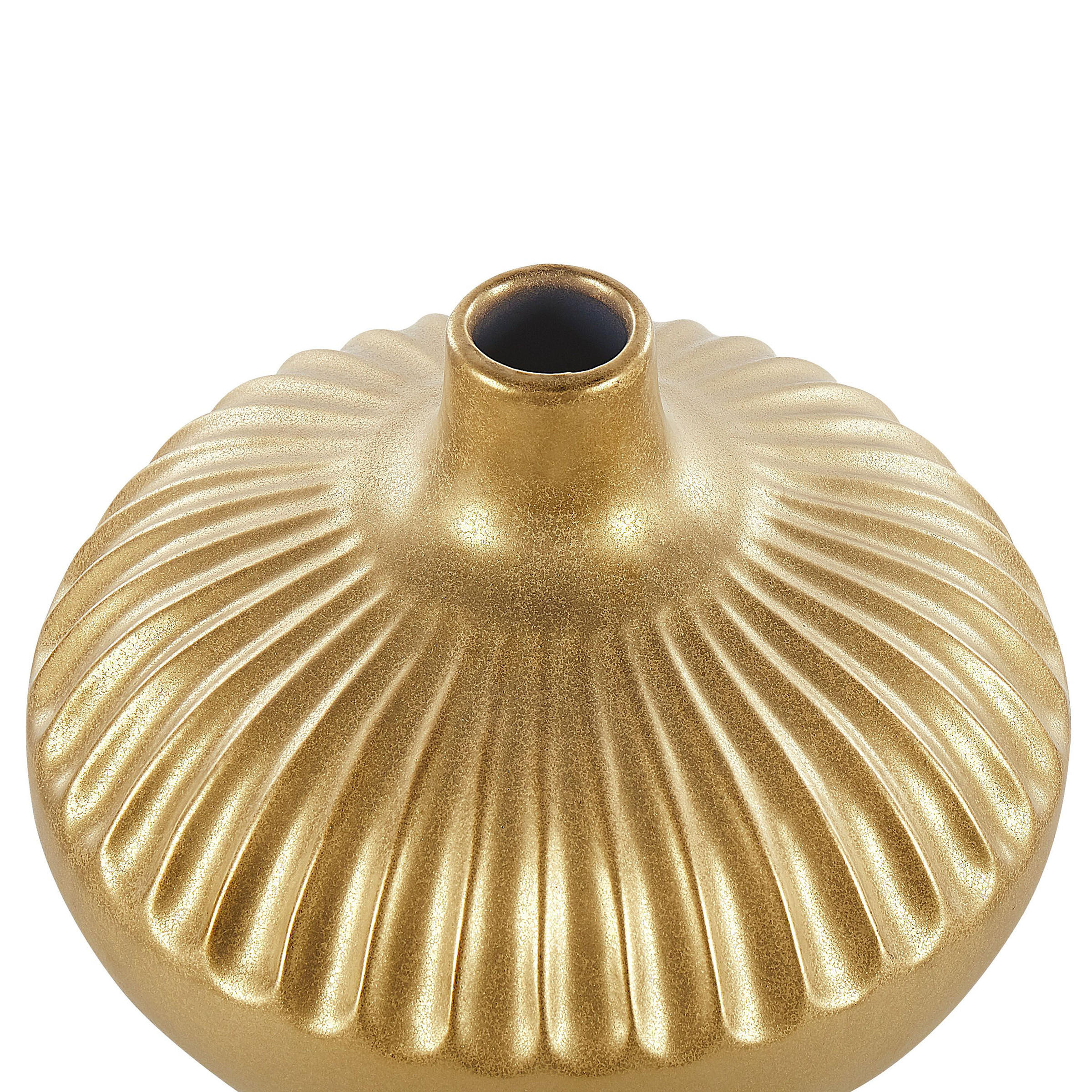 DEKOVASE Steinzeug gold Cercei - Goldfarben, Stein (20cm) - Beliani