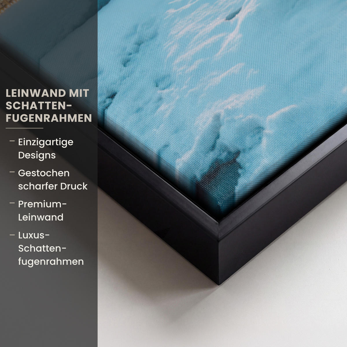 LEINWAND Bilder mit Rahmen - Winterlandschaft - Natur - Haus - Berge - Schnee - 70x100 - Hellblau, Textil (70/100cm) - MuchoWow