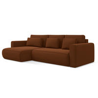 ECKSOFA mit Schlaffunktion Samt Stoff Orange - Terracotta/Schwarz, Kunststoff/Textil (149/278cm) - Makamii