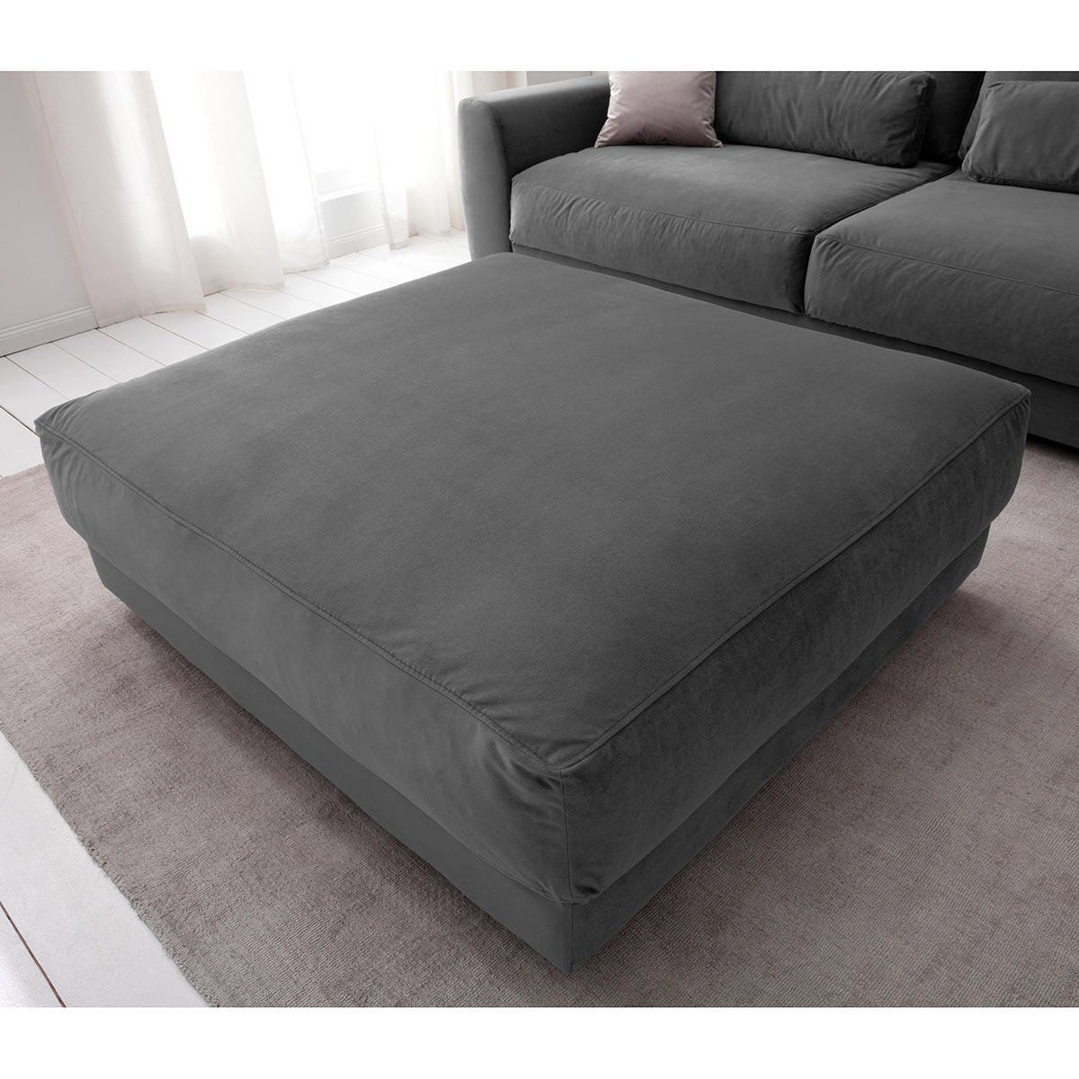 POLSTERHOCKER - Schwarz/Grau, Kunststoff/Textil (105/38/117cm) - home24