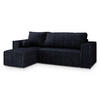 ECKSOFA RAVELO T Schwarz Kordstoff mit Schlaffunktion - Schwarz, Holz (240/140cm) - MASSENO
