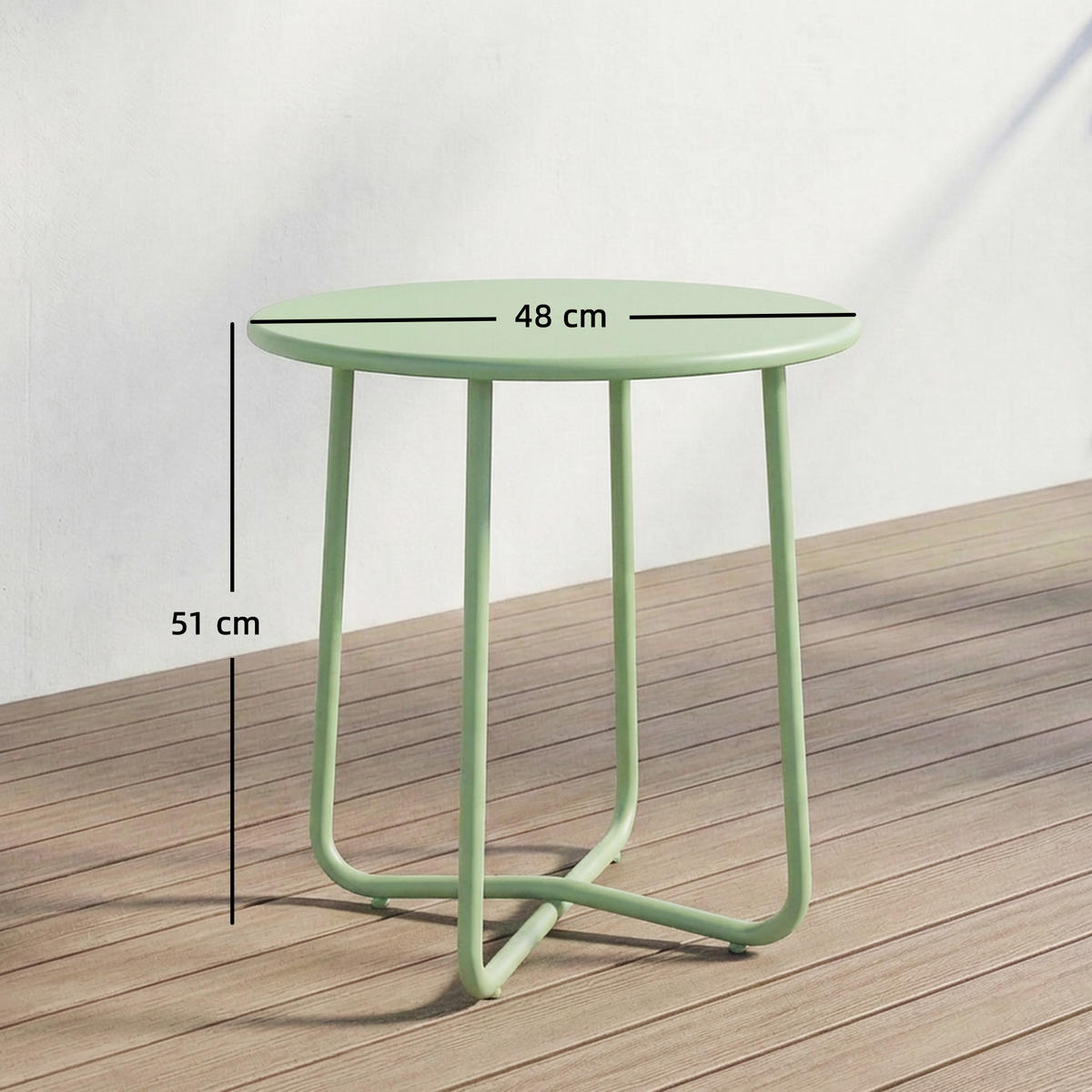 GARTENBEISTELLTISCH DE-14217 rund, höhenverstellbar Grün - Grün, Metall (48/48/51cm) - ComfortXL
