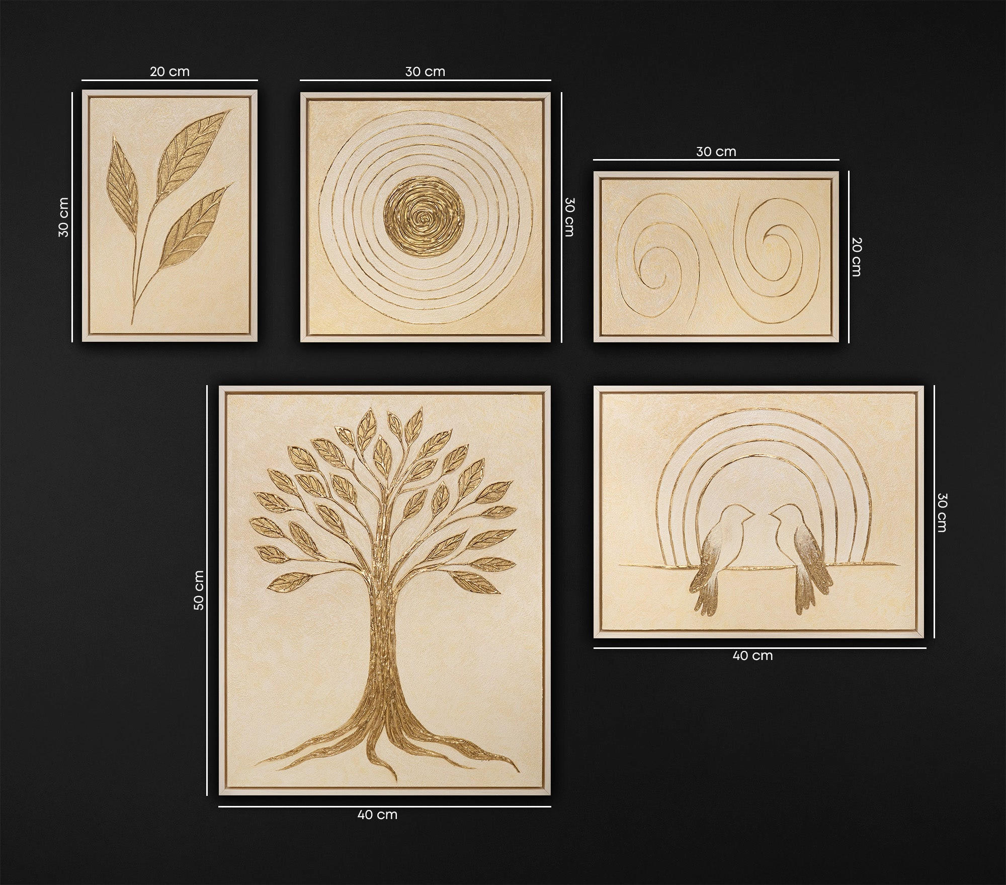 GEMÄLDE Leuchten der Natur Schattenfugenrahmen Beige 5-teilig - Beige, Holz (90/80cm) - YS-art gallery