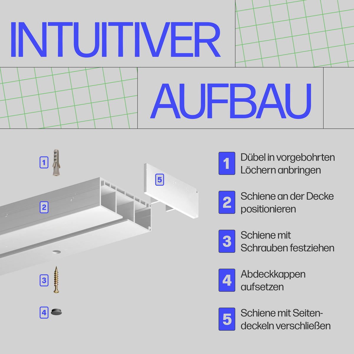 GARDINENSCHIENE - Komplettset inkl. Zubehör 90cm 1-läufig + 2er Set Rundbogen - Weiß, Kunststoff (6/90cm) - Bestlivings