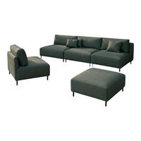 GARTEN Lounge Set SUN – Outdoor Möbel Set mit Sofa, Sessel und Hocker, UV-beständig und wasserabweisend - Dunkelgrün, Textil - A&J MöbelLand