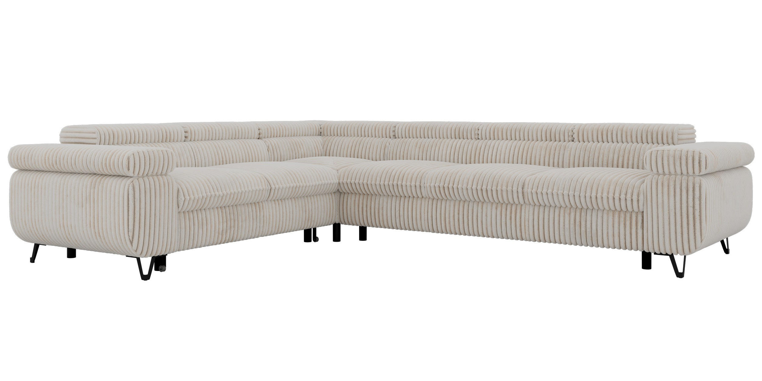 ECKSOFA NORDEN L - Beige Cord - Rechts Seite - Beige/Creme, Textil/Metall (329/269cm) - MKS