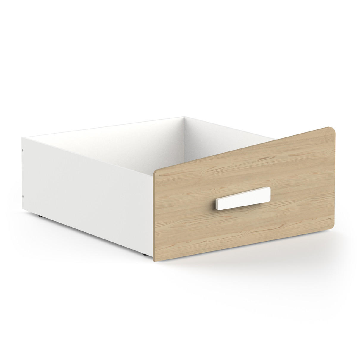 HAUSBETT 90x200 cm mit Schublade Weiß und Eichedekor - CABANE - Weiß, Holzwerkstoff - Calicosy