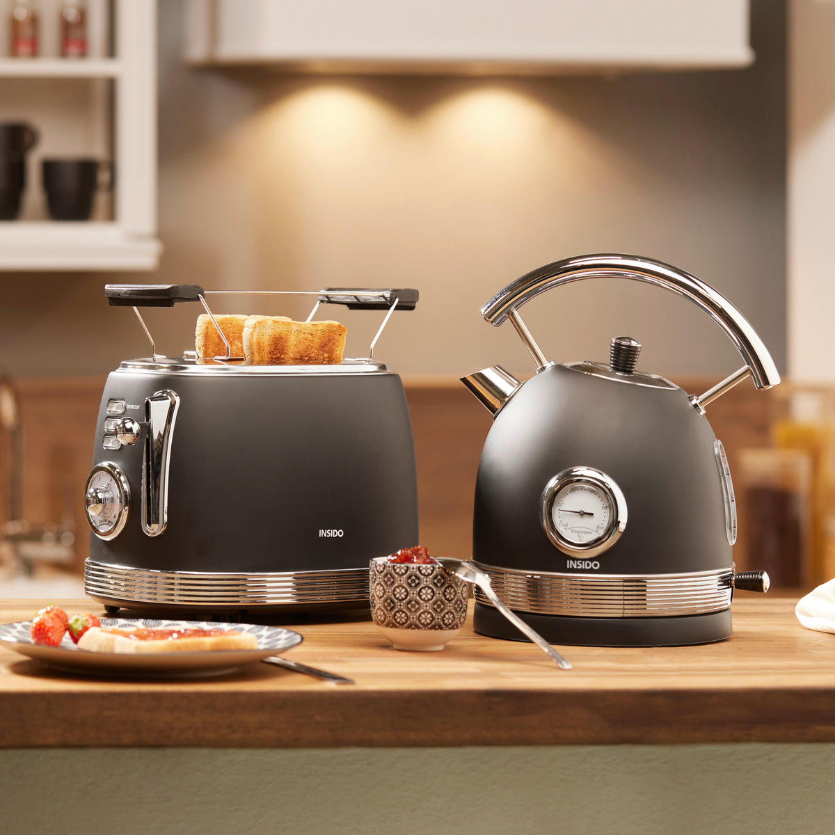 TOASTER Retro aus Edelstahl in Schwarz - Schwarz, Metall (29.8/24.2/29.8cm)