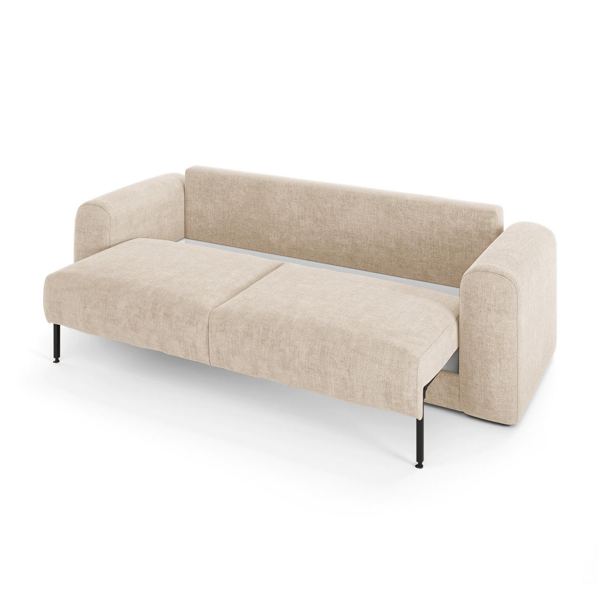 SCHLAFSOFA mit Stauraum in Nussbaum RIO Köpergewebe Beige 250cm - Beige, Textil (250/90/95cm) - Sia Home